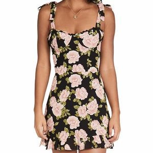 Reformation Christine Dress-Black Floral Print